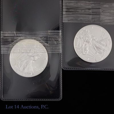 2018 (W) American Silver Eagle $1 Bullion (2). Two (2) 2018 (W) American silver eagle dollar 