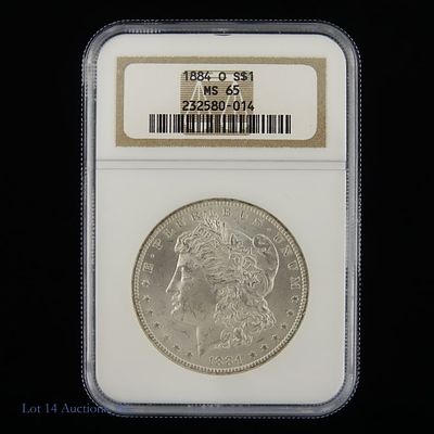 1884-O USA Silver Morgan Dollar (NGC MS65). 1884-O United States silver Morgan dollar (New 