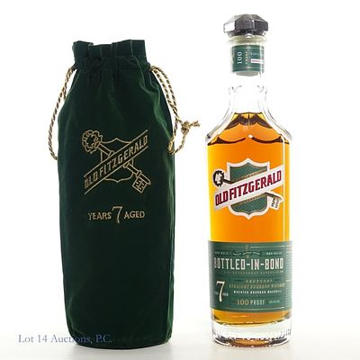 Old Fitzgerald 7 Year Old Bourbon Bottled in Bond. 100 proof, 750ml. With bottle bag. Distilled 