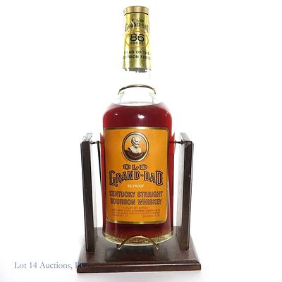 Old Grand-Dad Bourbon 1 Gallon in Cradle. 1980s Old Grand -Dad Kentucky Straight Bourbon Whisky 