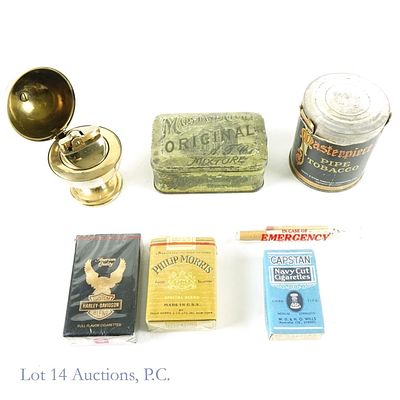 Cigarettes & Tobacco Collectibles Lot (7). Cigarettes and tobacco lot. Includes: world globe 