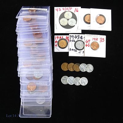 USA Lincoln Wheat Cents RD (44). Approximately forty-four (44) Lincoln wheat cents (Philadelphia 