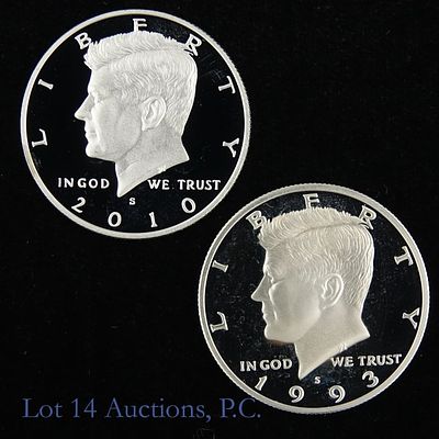 1993s & 2010s 90%-Silver Kennedy 50c (GEM PR), 2. Two (2) United States silver DCAM proof 