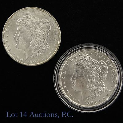 1886 & 1889 USA Silver Morgan $1s (CH BU), 2. 1886 (P) and 1889 (P) United States silver Morgan 