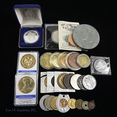 USA Various World Coins, Tokens, and Medals, 25. Twenty-five (25) various United States world 