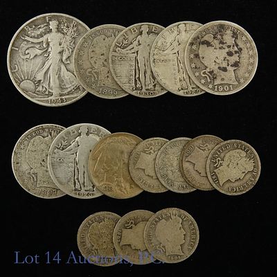 USA Various 90%-Silver & Nickel Coins (15). Fifteen (15) various United states 90%-silver and 