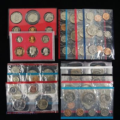 1974 - 2000 USA Proof & Mint Coin Sets (7). Various United States Mint proof sets in plastic 