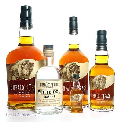 Buffalo Trace Bourbon & Whiskey Lot (5). Buffalo Trace White Dog Mash #1 Whiskey, 125 proof 