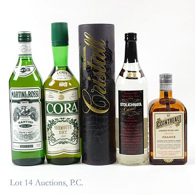 Vintage Cointreau , Vermouth (2), Stolichnaya. Vintage Cointreau Liqueur Extra Dry. Imported 