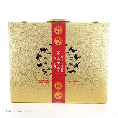 Emperor Napoleon Brandy XO Zodiac Gift Set. 12 x 100ml animal shaped bottles in a briefcase 