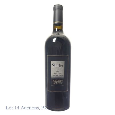Shafer Hillside Select Cabernet Sauvignon 2004, 14.9% ABV, 750ml. Was stored horizontally in a 