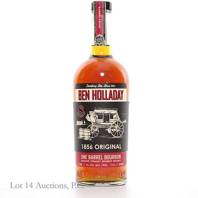 Ben Holladay One Barrel Bourbon 1856 Original Missouri straight bourbon whiskey. 750ml, 120.8 