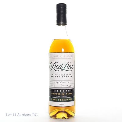 Red Line 5 Year Cask Strength Bourbon. Red Line hand selected single barrel cask strength 