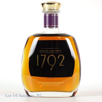 1792 Cognac Cask Finish Bourbon. 1792 Cognac Cask Finish bourbon whiskey, 2025, 750 ml, 90 proof.