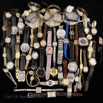 Wrist Watches (62). Sixty two (62) wrist watches - Timex, Fossil, Helbros, Citizen, Seiko and 