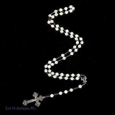 800 Silver Rosary. Long beaded rosary made with 80% silver, as marked on the crucifix itself and 