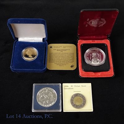 1974 - 1996 Canada Commemorative Coins (4). Four (4) Canada commemorative coins (Royal Canadian 