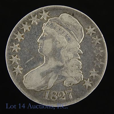 1827 (P) USA Silver Capped Bust Half Dollar (XF+). 1827 (P) United States silver capped bust 