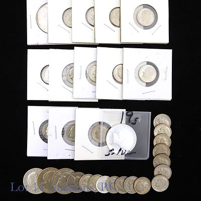Various USA Silver & Clad Coins (31). Thirty-one (31) various United States silver &amp; clad 
