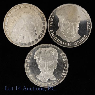 German 62.5%-Silver 5 Marks (ASW of 0.7 Ozt.), 3. Three (3) German 62.5%-silver 5 marks coins 