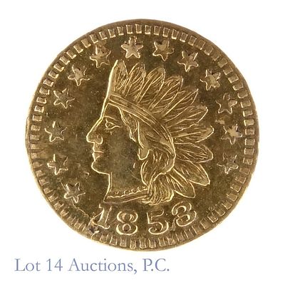 1853 USA Rnd Calif. Indian Head 50c Gold Token. 1853 (1915) United States round California small 