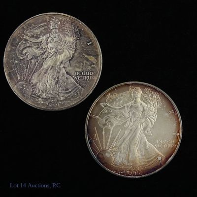 2001 & 2002 American Silver Eagle $1 Bullion BU, 2. 2001 (W) and 2002 (W) American silver eagle 