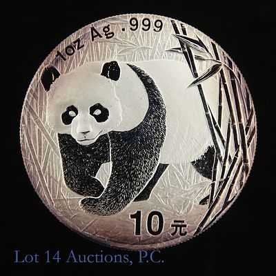 2002 China 99%-Silver Panda 1 Ozt 10 Yuan Coin. 2002 China 99.9%-silver panda 1 ozt 10 yuan 