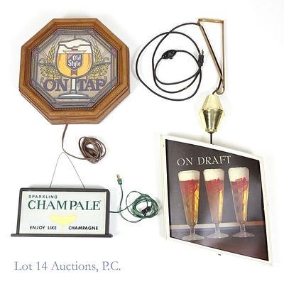 Vintage Lighted Bar Signs (3). Three vintage lighted bar signs. The first is a Falstaff Beer 