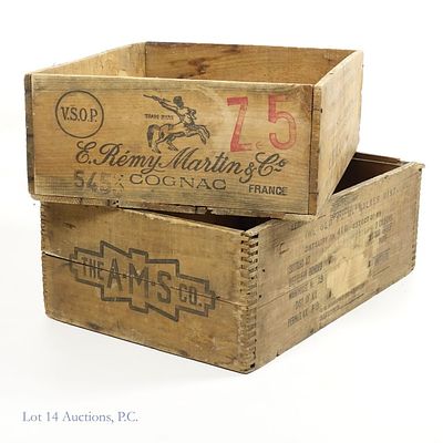 Two Vintage Cognac / Whiskey Crates. Two vintage wood liquor crates, no tops. Please see photos 