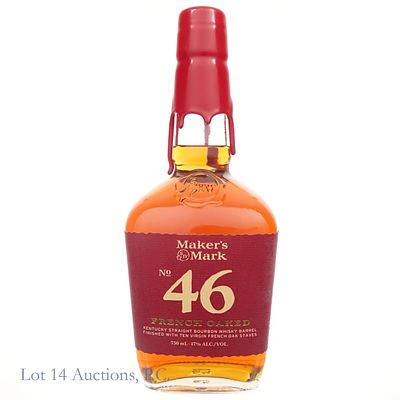 Maker's Mark French Oaked No. 46 Bourbon, 94 Proof, 750 ml, Wax seal intact.