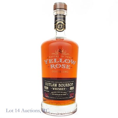 Yellow Rose Outlaw Bourbon, 92 Proof, 750 ml, Batch #L22-9, Bottle #1607.