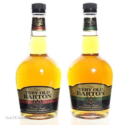 Very Old Barton Bourbon 80 & 86 Proof (2). Two (2) bottles of Very Old Barton Bourbon. 80 proof 