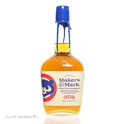 2025 Maker's Mark Chicago Cubs Bourbon. Maker's Mark Chicago Cubs Bourbon (2025), 90 Proof, 750 ml.