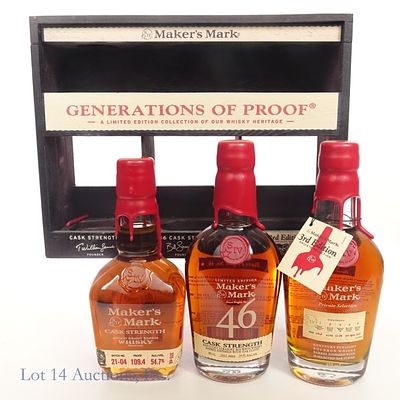 Maker's Mark Generations of Proof Gift Set. Maker's Mark "Generations of Proof" 3 bottle gift 