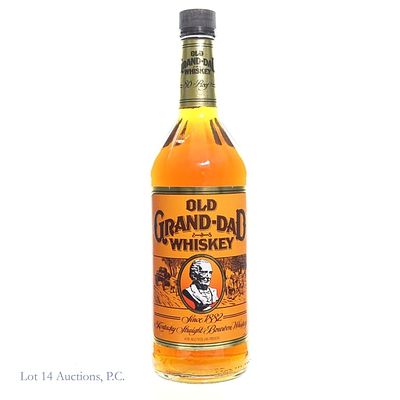 Old Grand-Dad Straight Bourbon Whiskey. Some damage on the rear label. 1 Liter, 86 Proof.
