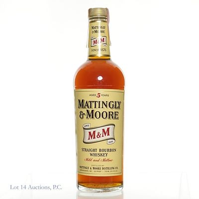 1979 Mattingly & Moore 5 Year Bourbon. Mattingly &amp; Moore straight bourbon whiskey. Aged 5 