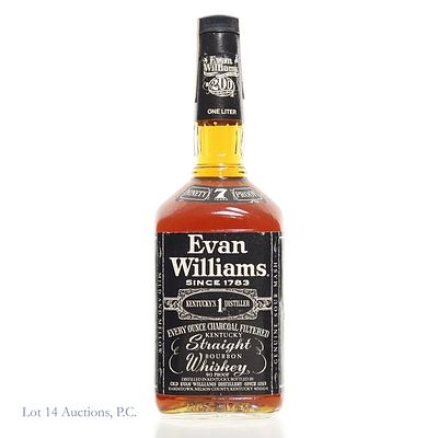 80s Evan Williams 7 Year Bourbon. Evan Williams 7 Years Bourbon. 1 Liter, 90 Proof. 80s tax 