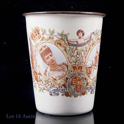 1902 King Edward VII Coronation Enamel Beaker Cup. 1902 enamel cup celebrating the Coronation of 