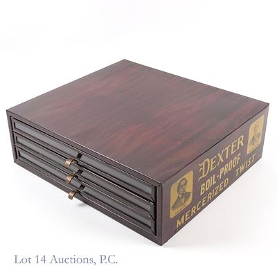 Dexter Thread Counter Glass and Metal Cabinet 3 Drawer Advertising. Three glass-front drawer 