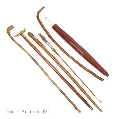 Walking Canes, Bamboo Fishing Rod & Umbrella. LOCAL PICKUP OR 3RD PARTY SHIPPING ONLY *** Four 