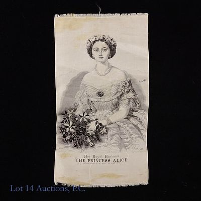 1860s Princess Alice Silk Woven Picture. Original Dalton and Barton silk woven portrait from the 