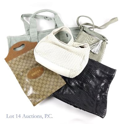 Gucci, Ling Wu, Markell, R. Zur, Cozy Earth Bags 5. 5 bags and purses. Gucci glossy tote or 