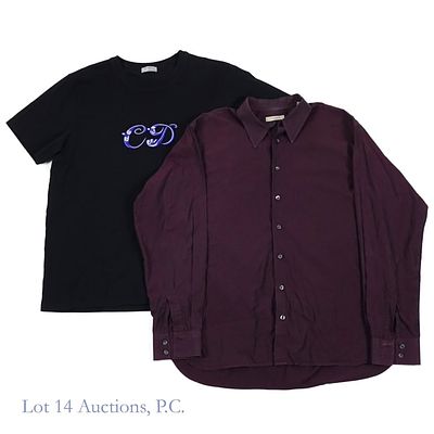 Dior X Kenny Scharf T-shirt & Burberry Dress Shirt. Dior &amp; Kenny Scharf black cotton 