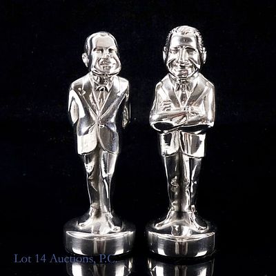 1971-73 Saari Richard Nixon & Agnew Metal Statues. Donald F. Saari statues of President Richard 