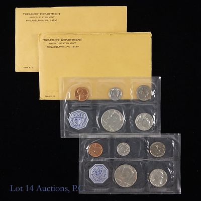 1964 (P) US Silver Proof Sets, OGP, 2. Two (2) 1964 United States silver 5-coin proof set 