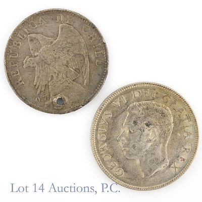 1905 & 1951 Canada & Chile Silver 50 Cent (2). Two (2) Chile and Canada silver 50 cent coins as 