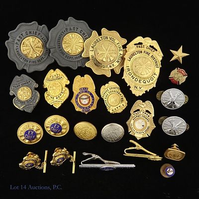 Past Fire Chief Accessory Collection (22). Past Fire Chief badge collection includes tie bars 