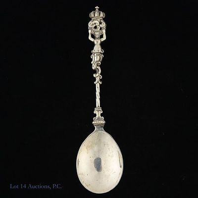 German Coin Silver Armorial Spoon 19th Century. German coin silver armorial spoon from the 19th 
