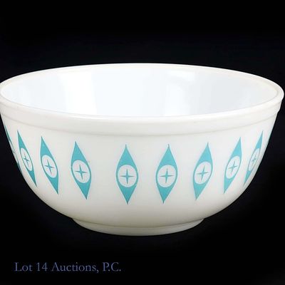 Mid Century Pyrex Atomic Eye Bowl **. Mid Century Pyrex Atomic Eye Bowl. ** One small chip along 