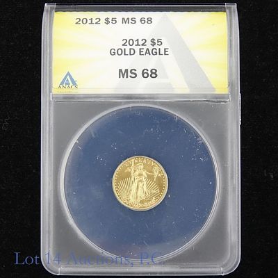 2012 (P) US $5 Gold Eagle Bullion (ANACS MS 68). 2012 (P) United States 91.67% $5 gold eagle 